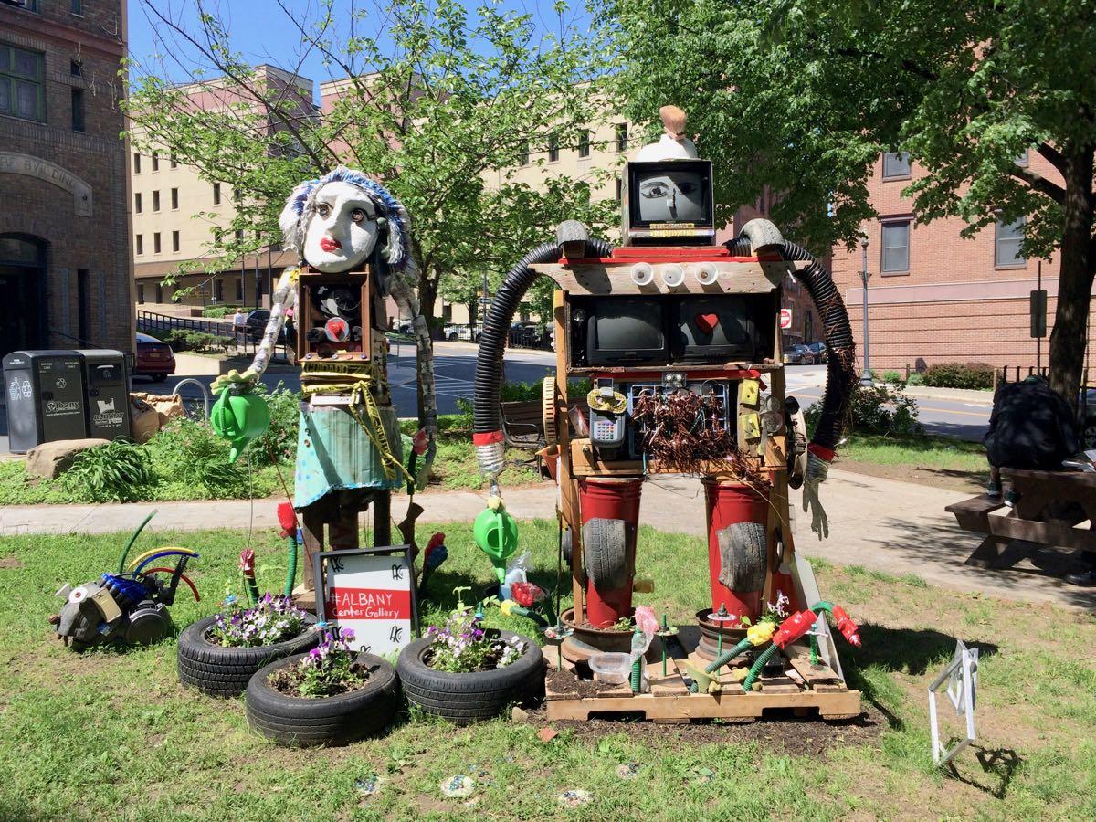 Albany Center Gallery Recycled robots in DiNapoli Park