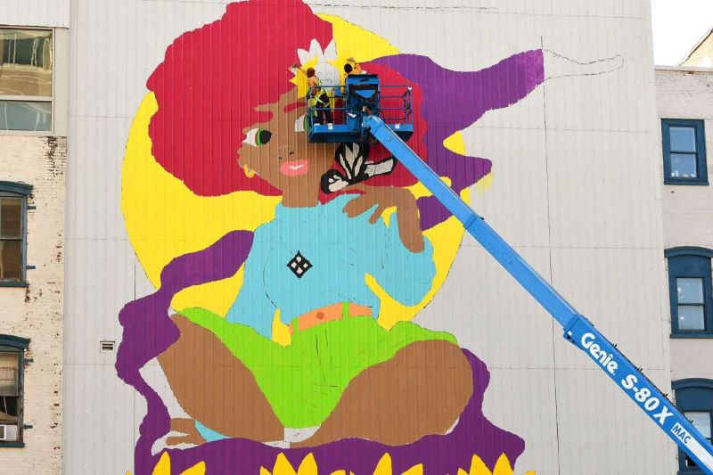 "Escape to Nature: Where Peace Awaits" mural by TrashKid Art, courtesy of Times Union.