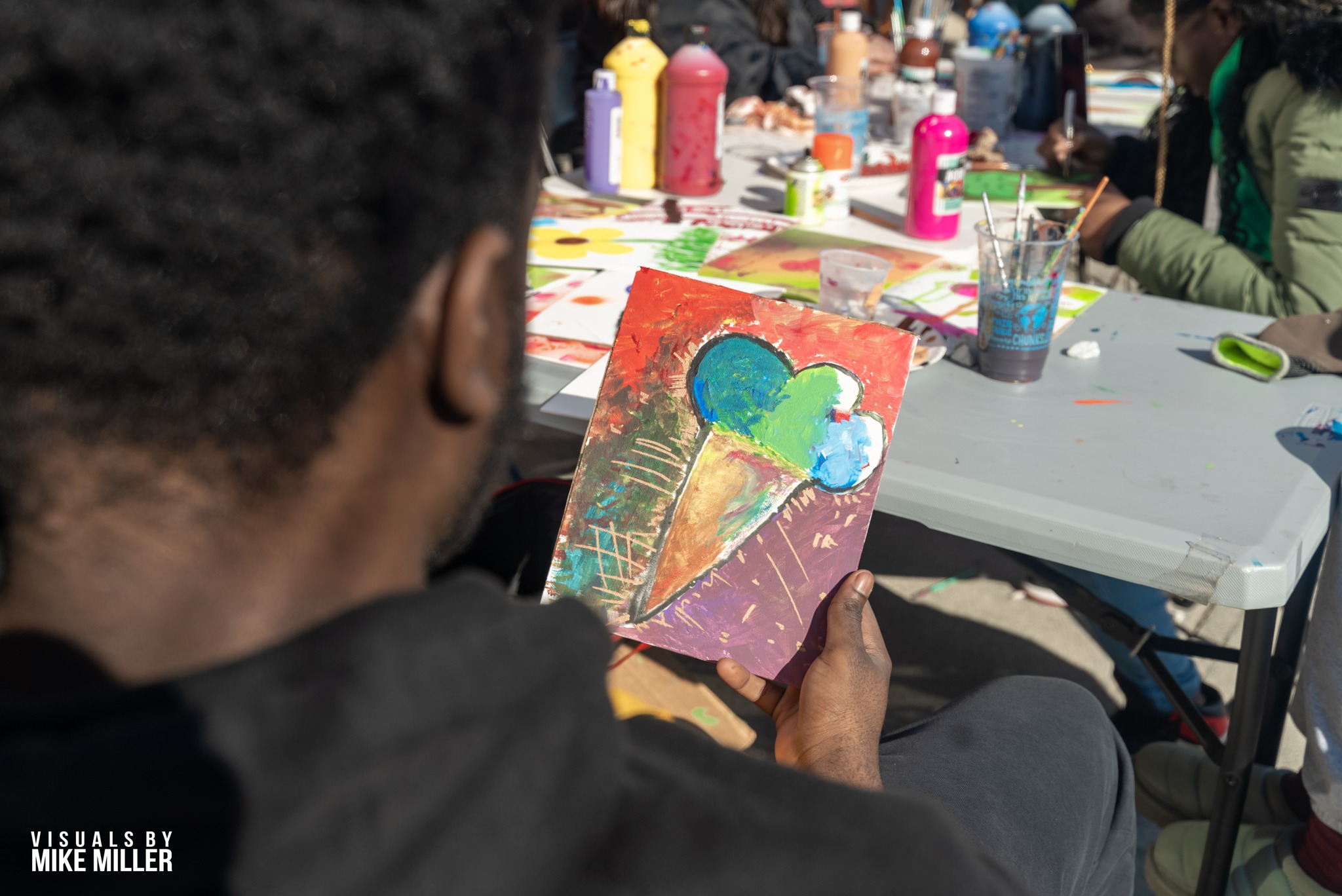 free cone day and art at ben and jerrys